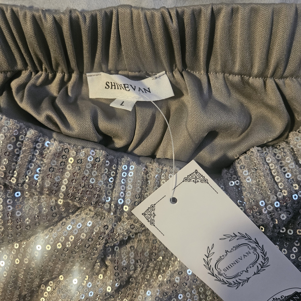 Silver Sequin Flare Pants - Picture 5 of 6